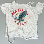 Alternative White ‘Wild and Free’ Distressed Rugged Biker Grunge  Graphic Tee T-Shirt Top Size S ⛓️ Photo 0