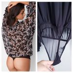 Victoria's Secret  Black Chiffon Bodysuit Blouse Photo 2