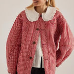 nwt RARE damson madder Anthropologie Macy reversible gingham printed jacket coat White Size 10 Photo 0