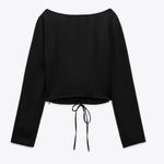 ZARA  Ruched Cut Out Long Sleeve Top in Black Photo 5
