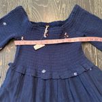 Free People  Counting Daisies Blue Embroidered Mini Dress Bell Sleeve SM NWT Photo 10