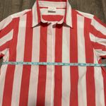 Atlantic Pacific x Lake Striped Collared Shirt Dress Large Coral White Poplin Red Photo 6