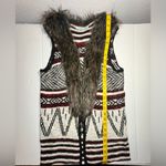 Maurice's Knit Vest Faux Fur Trim Womens Geometric Aztec 70’s Vibe Size Medium Photo 3