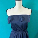 Lush Clothing Lush Vintage dark blue satin looking strapless dress in size xs Photo 1