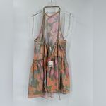 Free People  Sz medium Deserted Island Mini Dress Rainforest Floral Tie Rope Photo 2