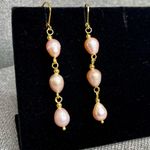 Natural Lavender Baroque Pearl Triple Drop Leverback Earrings Purple Photo 3