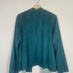 Chico's ‎ Vegan Faux Suede Jacket Womens 2 Teal/turquoise Long Sleeve Snap closure Photo 5