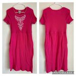 Blair Vintage Embroidered Midi Pink Crinkle Dress Size Medium Summer Beach Photo 1