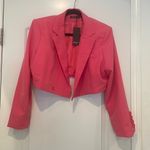 Nasty Gal NWT  Hot Pink Keep Up the Work Shoulder Pad Cropped Blazer Sz 12 Photo 1