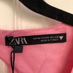 ZARA NWT Pink Short Sleeve Satin Tie Back Pink Cropped Top Size M Photo 2