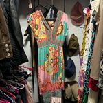 fashion dress with rubber on the floral waist very fresh and spring Green Photo 1