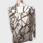 Susan Graver  Size 6 Chain Design Button Down Shirt. New Without Tags Photo 1