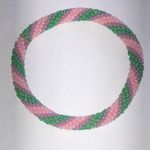 Pink Green Purple Seed Bead Crochet Beaded Rollover Stretch Bracelet Photo 2