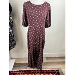 Bobeau Size Medium Dara Printed Dress Brown Green Polka Dots Hourglass Midi Photo 11