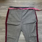 Boden Wool Houndstooth Black White Velvet Racing Stripe Pants Size 8 Career Photo 8