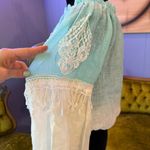 NWT Vanita Rosa 100% Linen Boho Aqua & Cream Ombre Sheer Beach Cover Top Blue Size undefined Photo 2
