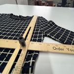 Topshop  Dress Womens‎ US 2 UK 6 EUR 34 Navy Blue White Grid Knit Flare Sleeve Photo 8