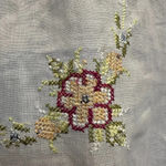 Coldwater Creek  | Light Sky Blue Linen Button Down Floral Embroidered Blouse M Photo 5