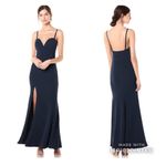 Dress the Population  Alejandra Sweetheart Sleeveless Long Dress w/ Slit Navy M Photo 4