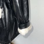 Pascale La Mode faux leather wrap jacket black w/white faux fur lining Size L Size L Photo 5