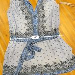 BCBG Maxazria Vance Blue Floral Tie Romper Women's Size Medium Photo 5