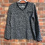 Cuddl Duds ClimateRight by  womens v-neck animal print fleece pullover gray L Photo 0