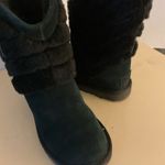 UGG  women black suede sheepskin Tania short classic boots size 6 Photo 8