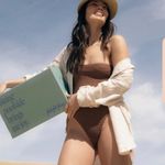 Sea and grass straw and ribbon visor Tan Photo 8