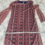 Eva Franco Blue and Red Bohemian Long Sleeve Lined Maxi Dress Size Medium Photo 10