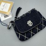 Vera Bradley Ashley Zip Top Coin Case Key Ring Denim Navy New Tags Limited Ed. Photo 0