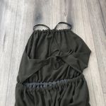 Boutique Olive Dark Green Seahorse Halter Maxi Dress Beach Long Lined Slit Open Leg Small Photo 5