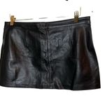 Elegant Moments Black 100% Leather Mini Skirt Button Zipper Closure Women's 1X Photo 2