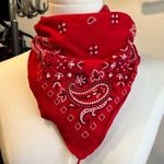 Vintage 90s Red Cotton USA Made Square Bandana Neck Tie Photo 2
