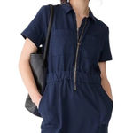 J.Crew Dress Women Blue Navy Half Front Zip Chino Utility Dress Size 4 Photo 0