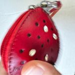 Red Leather Strawberry Coin Purse Hawaii Souvenir Wristlet Rhinestone Accents Photo 3