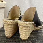 Soludos  Black & Tan Leather Wedge Espadrille Heel Shoes 8 Photo 2