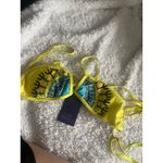 size large Ethnic Print bikini top Neon Yellow contrast blue cactus bandage Photo 2