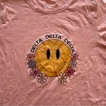 NWOT Tri Delta Medium Tshirt Peach Coral Pink Sorority Greek Sunshine Floral Photo 1