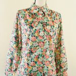 Vintage 80s Devon Floral Button Up Shirt Tie Long Sleeve Multi Size 12 Photo 1