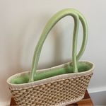 The Sak  Straw Purse Tote Pale Green Interior Fabric Drawstring Closure Picnic Photo 2