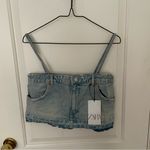 ZARA TRF DENIM SKIRT EFFECT CROP TOP Photo 2