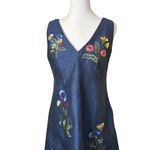 Eshakti Wayward Fancies Floral Embroidery Dupioni Empire Midi Dress Navy Size SM Photo 2