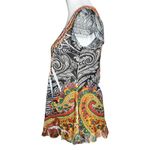 Y2K Multicolor Embellished Paisley Going Out Top. Sz S Burnout Hippie Boho Retro Orange Photo 3