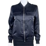 Equipment  Black 100% Silk Zip Up Bomber Jacket Photo 5