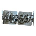 Floral embossed silver tin link metal belt 32” long Photo 6