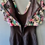 Nicole Miller Women Black Stretch Floral Cap Sleeve V Neck Mini Dress 8 Career Photo 7