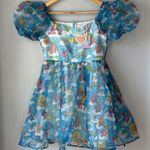 NWT Shein X Care Bears Multicolor Puff Sleeve Graphic Organza Dress Blue Photo 0