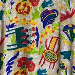 VINTAGE HAWAIIAN FUNKY FLORAL ABSTRACT PRINT DRESS Red Photo 1