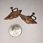 Vintage Conch Shell Tiny Colorful Shells Screw Back Clip On Earrings Photo 6