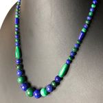 Blue Lapis Lazuli & Green Malachite Beaded Sterling Silver Southwestern Necklace Photo 12